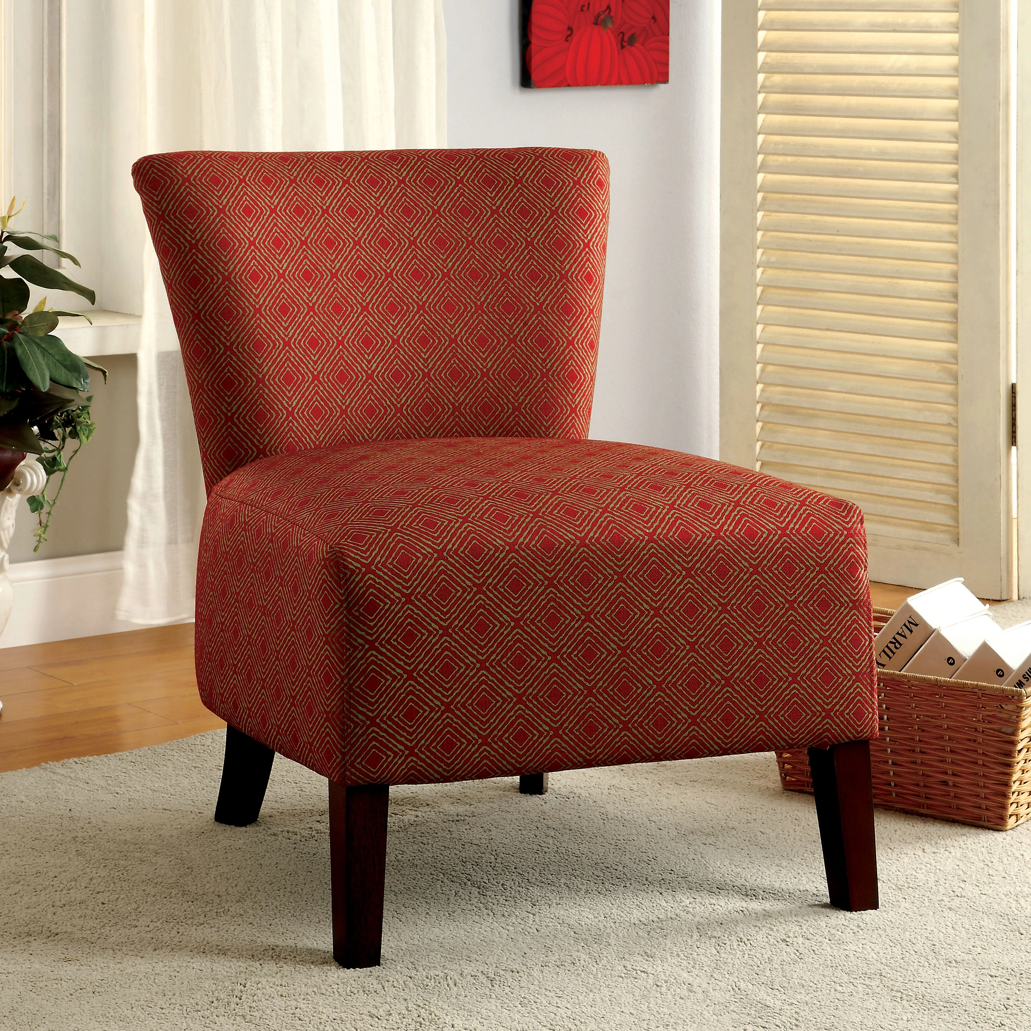 Furniture of America Lele Contemporary Fabric Padded Ikat Pattern Accent Chair - Ivory