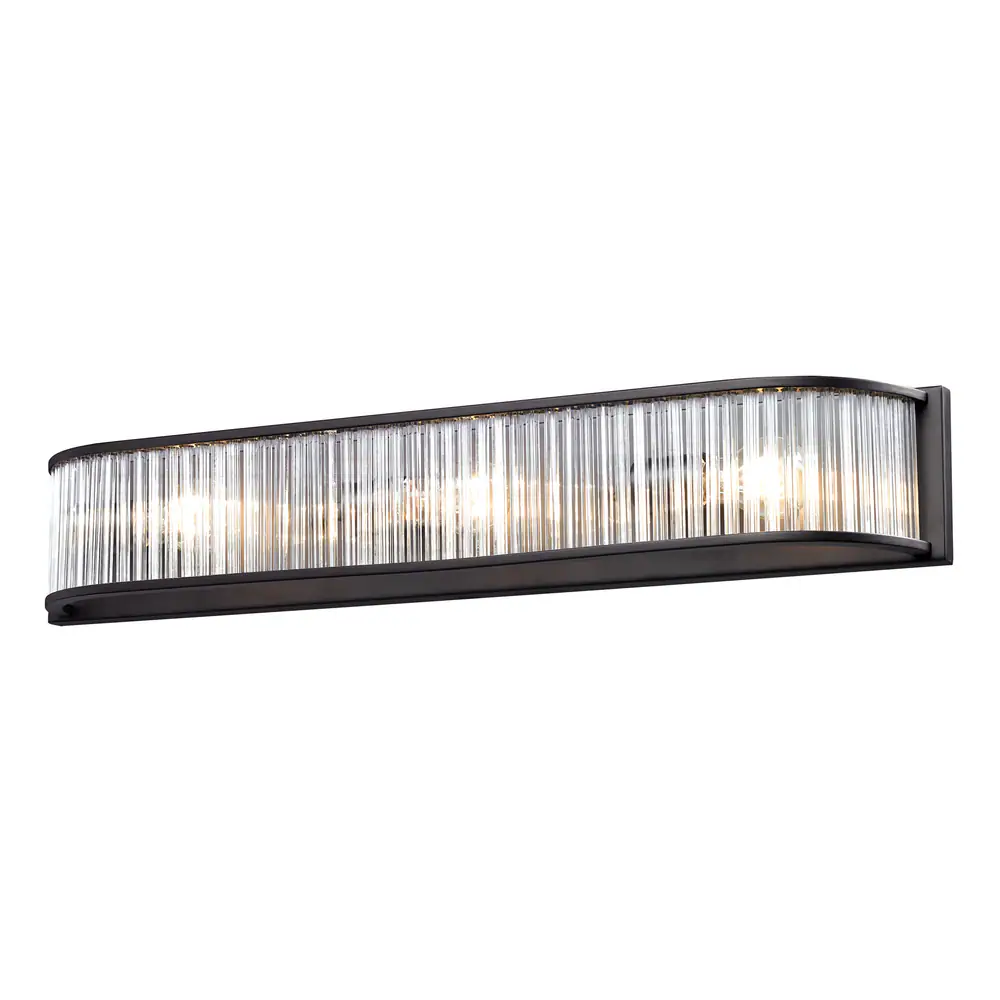 Elk Home Braxton Aged Bronze With Etched Glass 3 Light Vanity Light - White Etched Glass