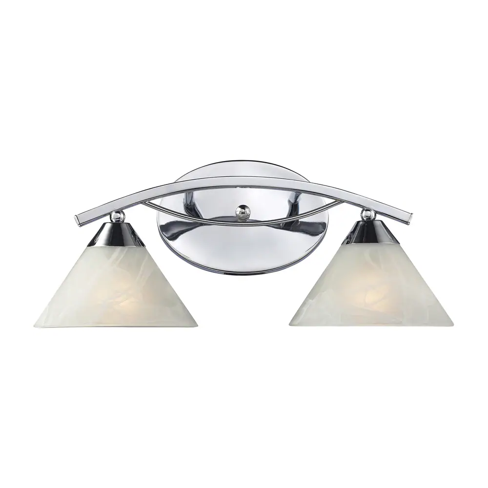Elk Home Elysburg Chrome With White Glass 2 Light Vanity Light - White Marbleized Glass