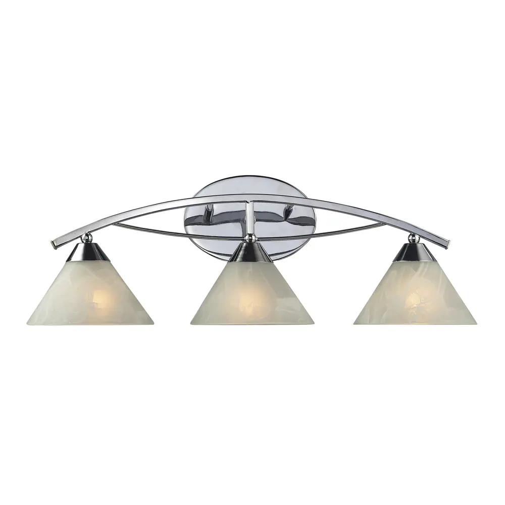 Elk Home Elysburg Chrome With White Glass 3 Light Vanity Light - White Marbleized Glass 15 Elk Home Elysburg Chrome With White Glass 3 Light Vanity Light - White Marbleized Glass