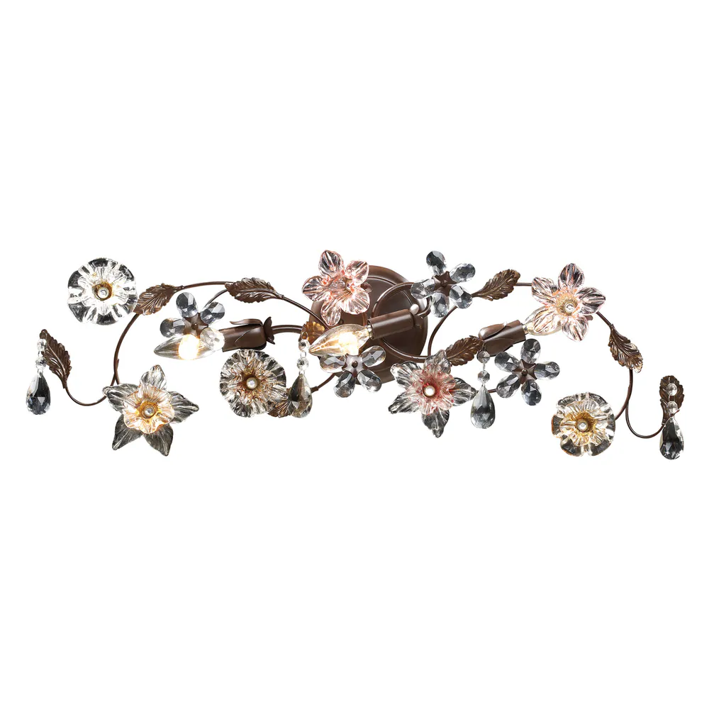 Elk Home Cristallo Fiore Deep Rust Crystal 3 Light Vanity Light - Clear and Amber Florets 1 Elk Home Cristallo Fiore Deep Rust Crystal 3 Light Vanity Light - Clear and Amber Florets