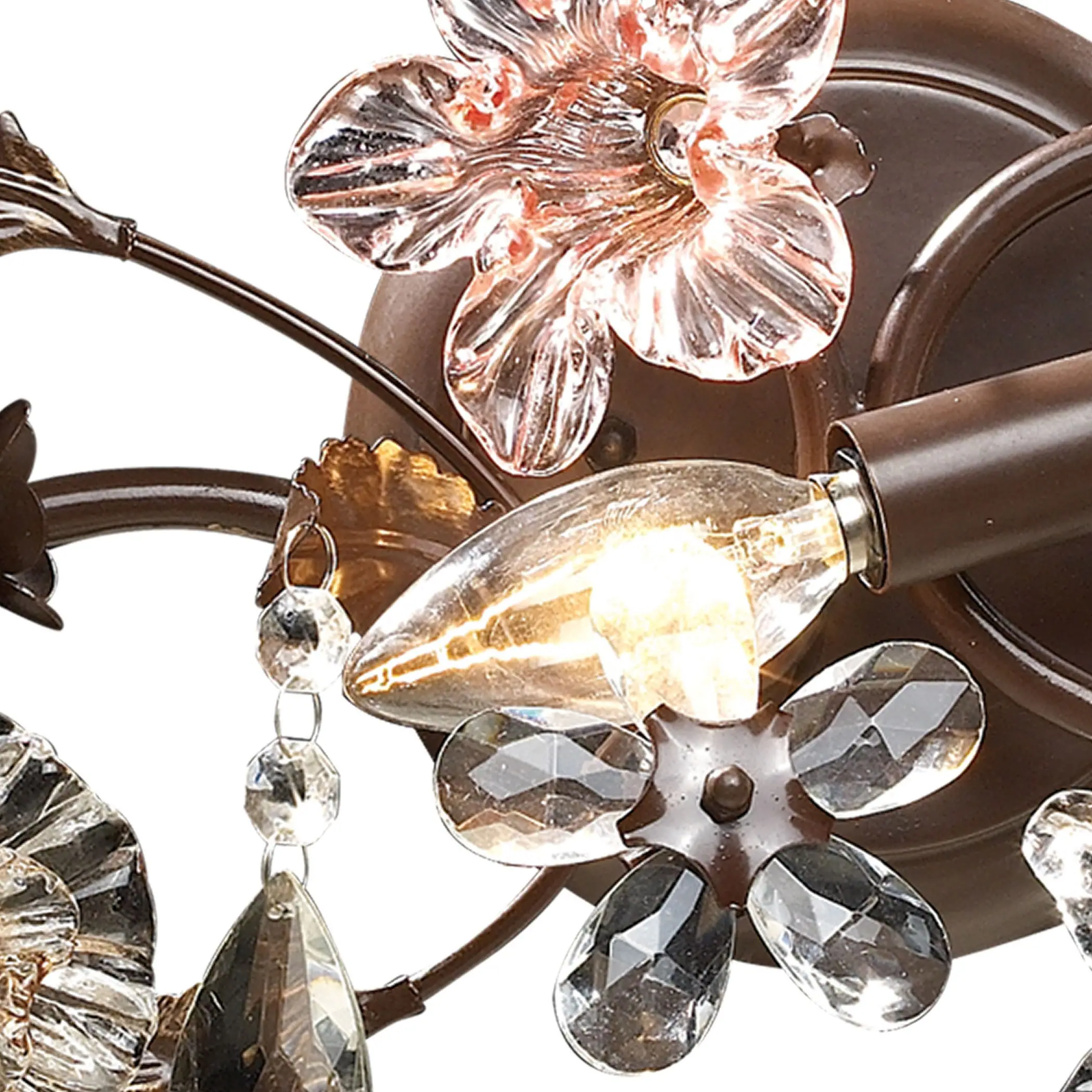 Elk Home Cristallo Fiore Deep Rust Crystal 3 Light Vanity Light - Clear and Amber Florets 4 Elk Home Cristallo Fiore Deep Rust Crystal 3 Light Vanity Light - Clear and Amber Florets
