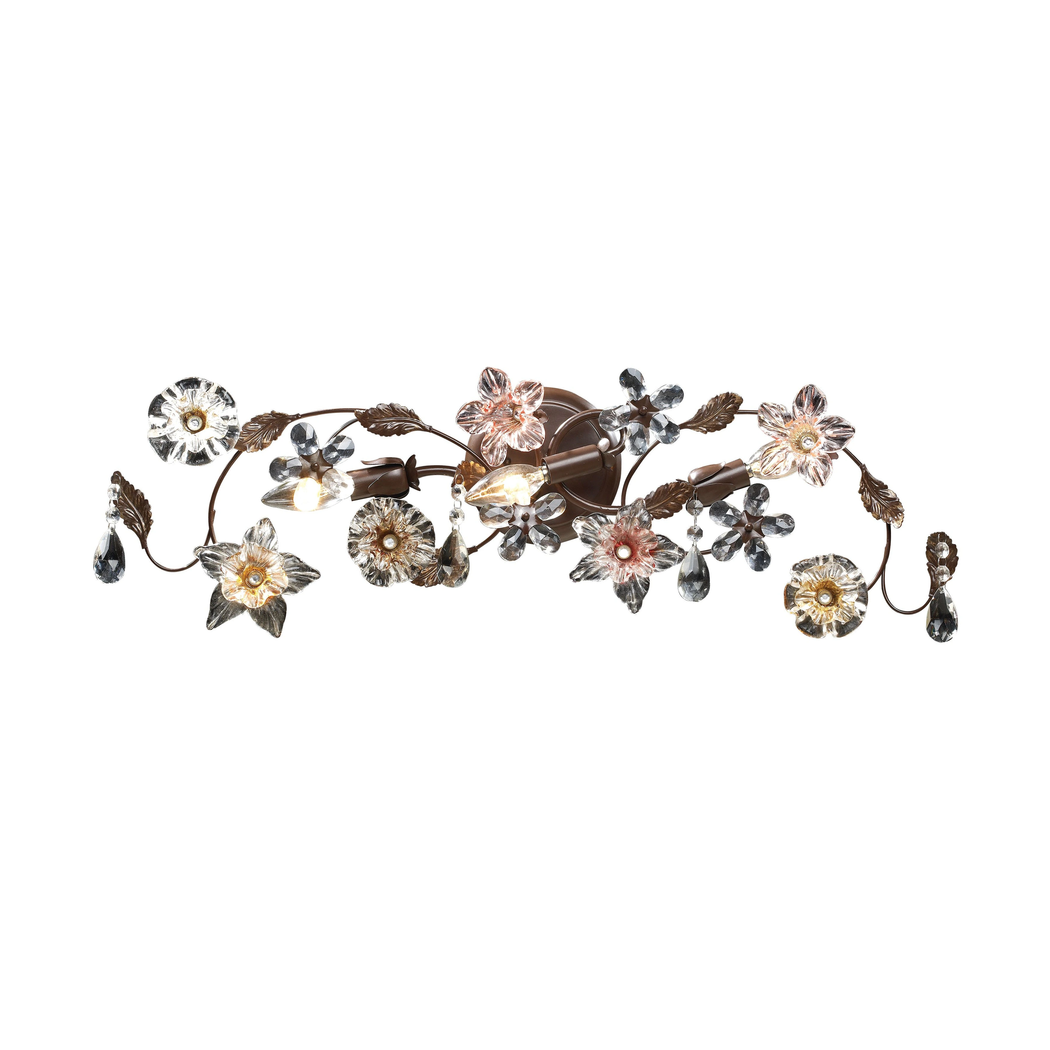 Elk Home Cristallo Fiore Deep Rust Crystal 3 Light Vanity Light - Clear and Amber Florets 7 Elk Home Cristallo Fiore Deep Rust Crystal 3 Light Vanity Light - Clear and Amber Florets