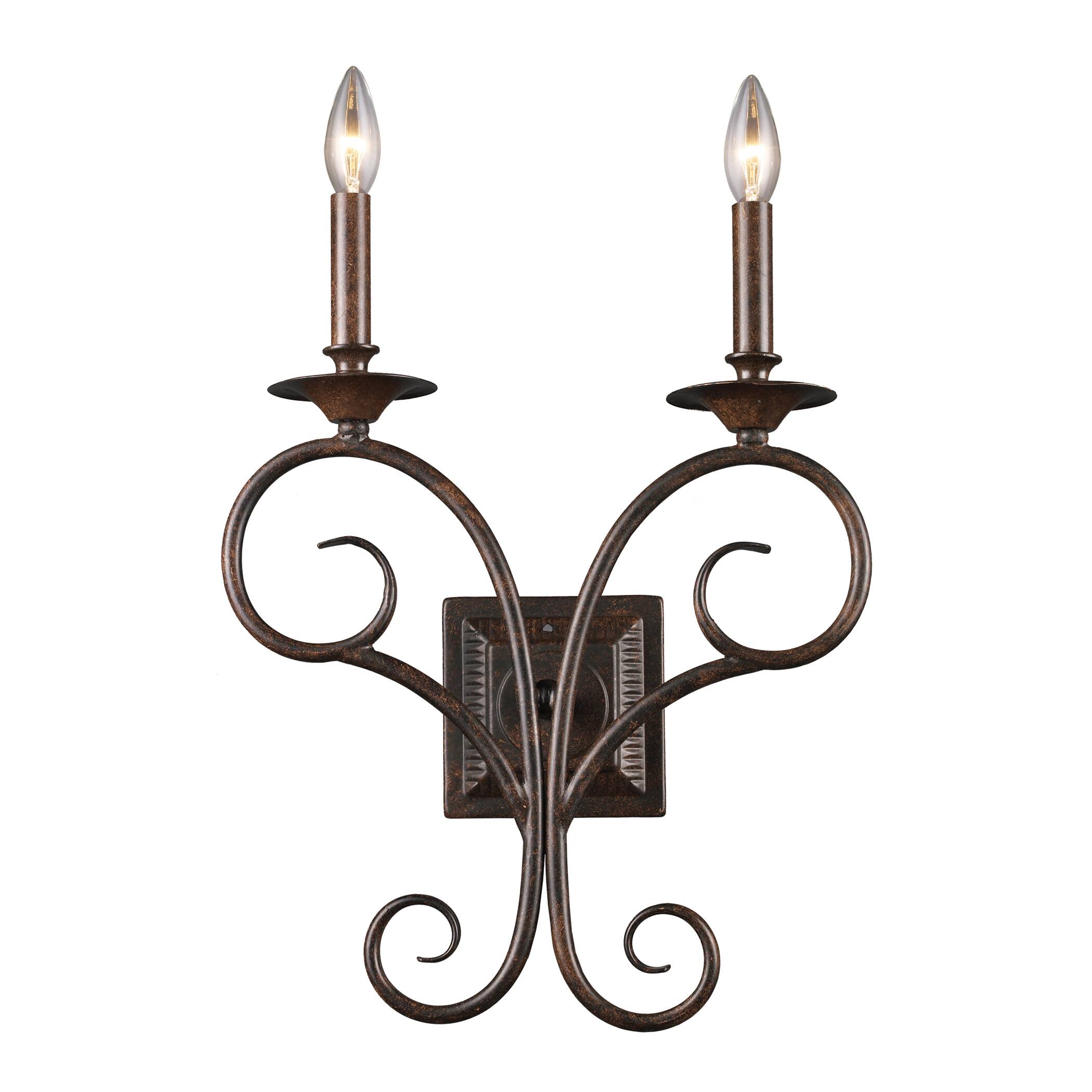 Elk Home Gloucester Weathered Bronze Metal 2 Light Sconce - Antique Bronze 2 Elk Home Gloucester Weathered Bronze Metal 2 Light Sconce - Antique Bronze