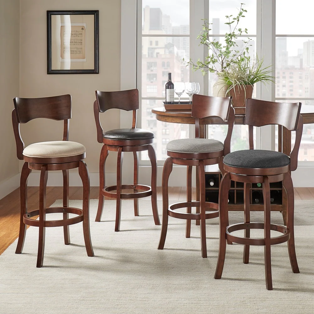 iNSPIRE Q Classic Lyla Swivel 29-inch Brown High Back Bar Height Barstool 112 iNSPIRE Q Classic Lyla Swivel 29-inch Brown High Back Bar Height Barstool
