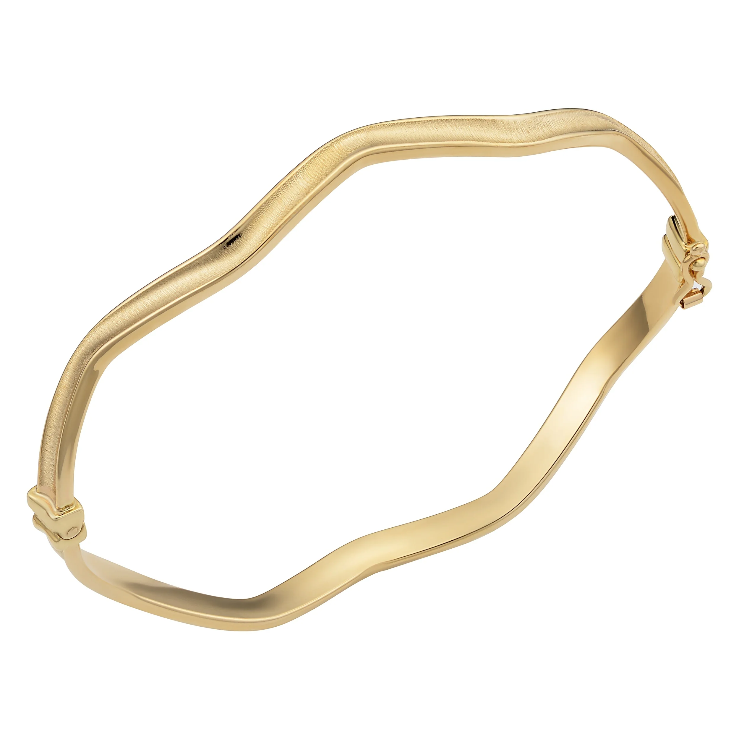 Fremada 10k Yellow Gold Satin and High Polish Wave Bangle - Yellow - 7.5 Inch 15 Fremada 10k Yellow Gold Satin and High Polish Wave Bangle - Yellow - 7.5 Inch