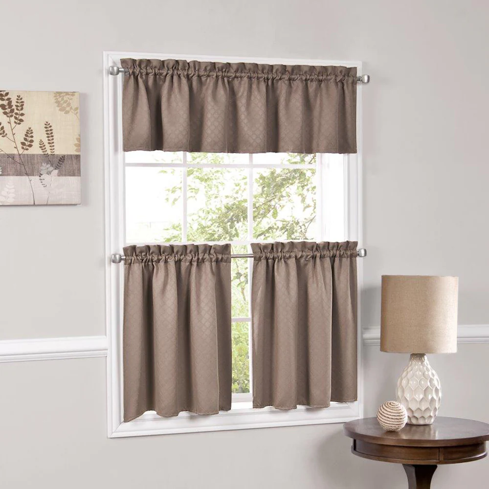 Facets Blackout Insulated Kitchen Curtain Parts- Tiers and Valances (Assorted Colors) - Green - valance 57 x 12 12 Facets Blackout Insulated Kitchen Curtain Parts- Tiers and Valances (Assorted Colors) - Green - valance 57 x 12