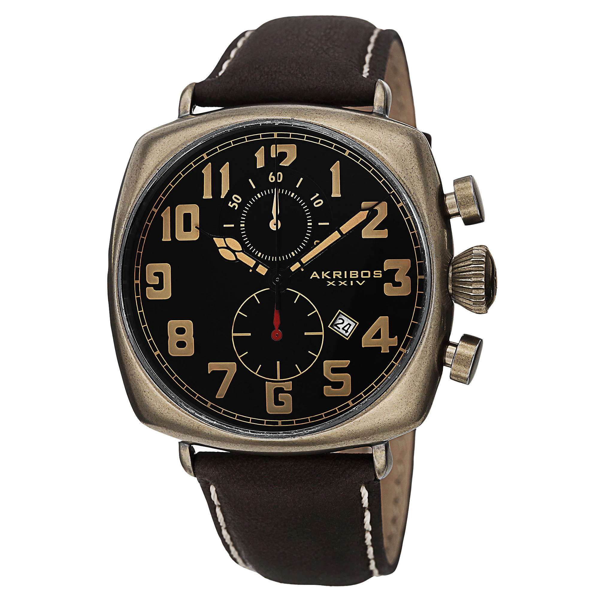 Akribos XXIV Men's Quartz Chronograph Date Display Leather Gold-Tone Strap Watch - Gold-tone 14 Akribos XXIV Men's Quartz Chronograph Date Display Leather Gold-Tone Strap Watch - Gold-tone