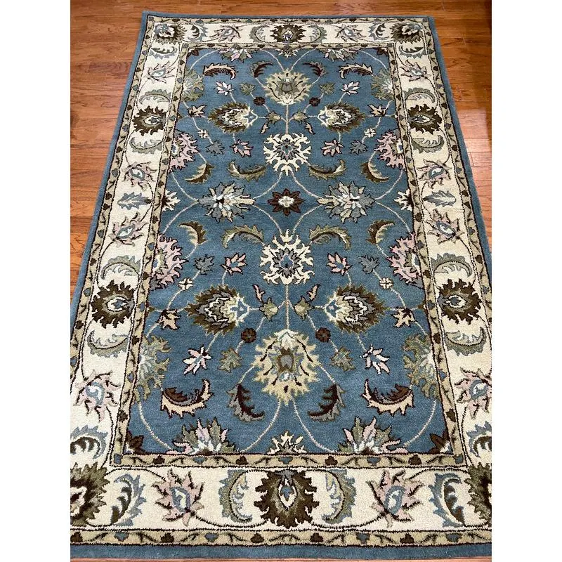 HERAT ORIENTAL Handmade Tabriz Design Wool Rug - 5' x 8' - 5' x 8' - Blue 9 HERAT ORIENTAL Handmade Tabriz Design Wool Rug - 5' x 8' - 5' x 8' - Blue