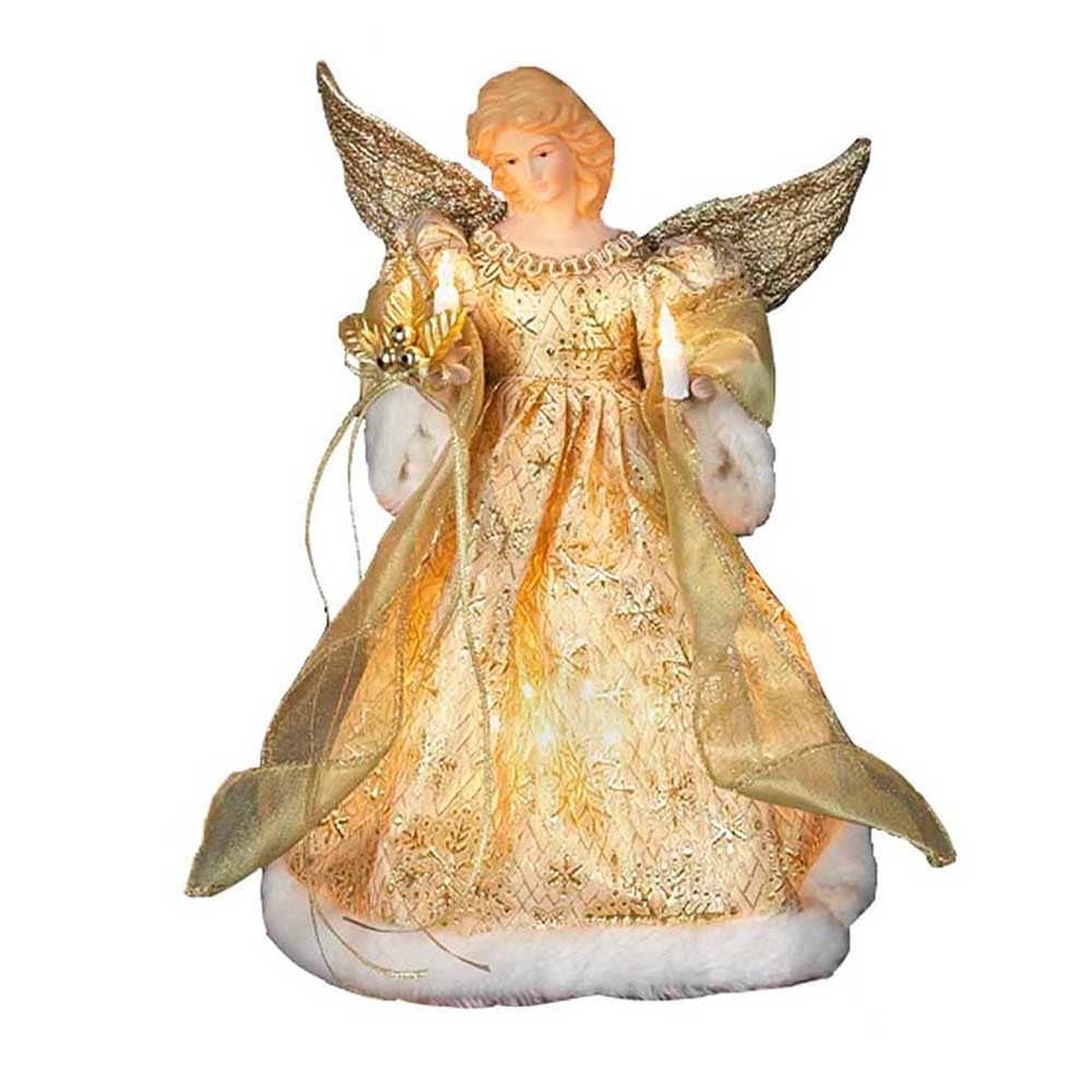 Kurt Adler UL 10-Light 12-Inch Gold Dress Angel Treetop - Multi 2 Kurt Adler UL 10-Light 12-Inch Gold Dress Angel Treetop - Multi