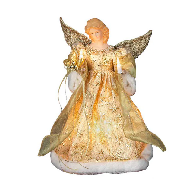 Kurt Adler UL 10-Light 12-Inch Gold Dress Angel Treetop - Multi 3 Kurt Adler UL 10-Light 12-Inch Gold Dress Angel Treetop - Multi