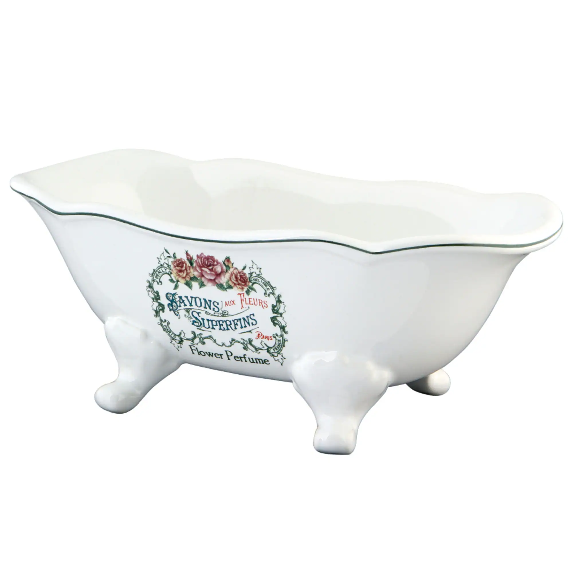 Savons Aux Fleurs Wave Double Ended Clawfoot Tub Soap Dish - Red/White - Red/White